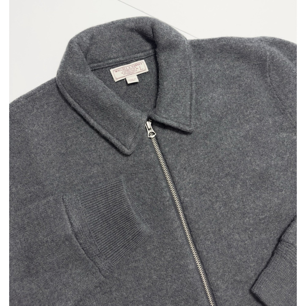 Wallace & Barnes Men's 100% Merino Wool Full Zip Cardigan Jacket Chore Gray Sz L